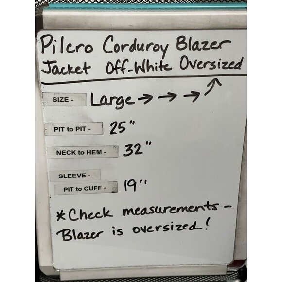 Anthropologie Pilcro Oversized Corduroy Blazer Jacket Ivory Size Large - Picture 10 of 10